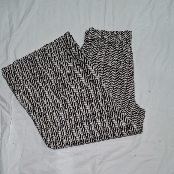 LOFT Women's Black and Cream Pants Wide Leg Size M - Picture 5 of 6